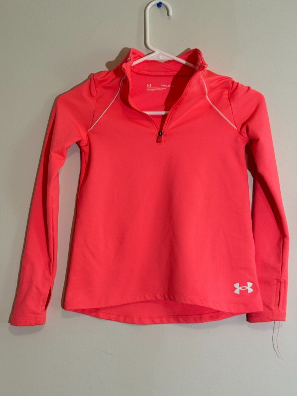 Under Armour Youth Small Pink Coral 1/4 Zip Pullover Sweatshirt Activewear  |YSM